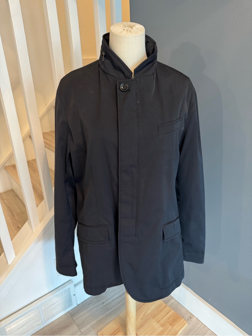 Armani Collezioni Men’s Black Field Jacket Size 52 Italian Designer Coat